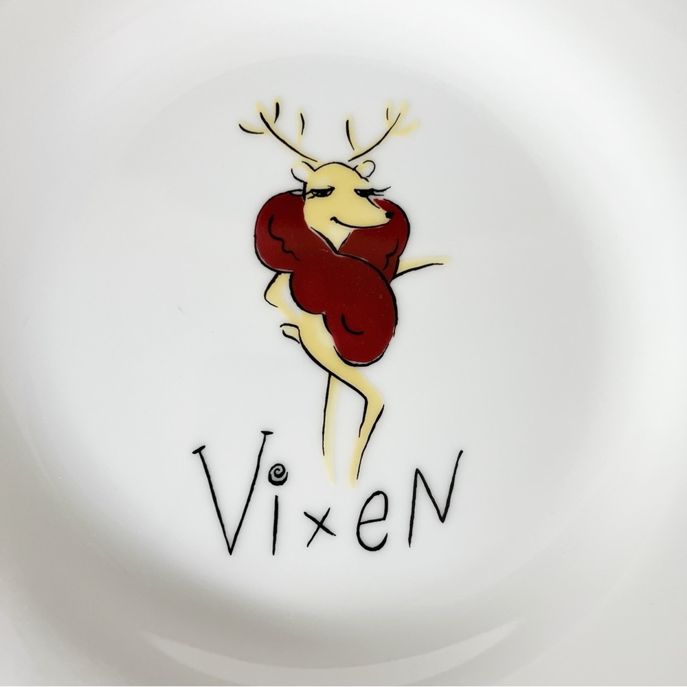 Pottery Barn limited edition discontinued reindeer salad dessert plate set of 3 - Picture 6 of 9
